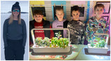 Collage of teacher and students with Click and Grow smart gardens.