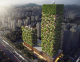 Skyscrapers covered in forest