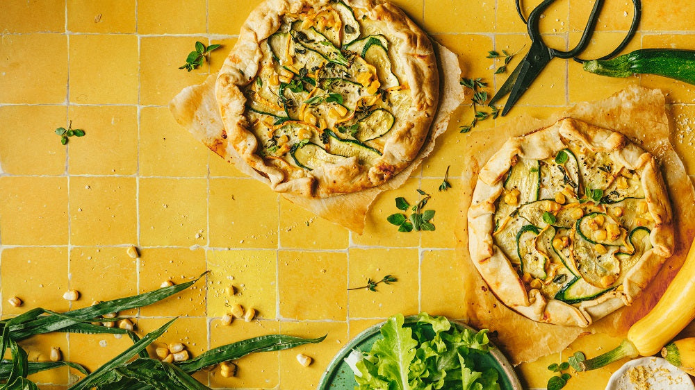 Zucchini and Corn Galette with herbs