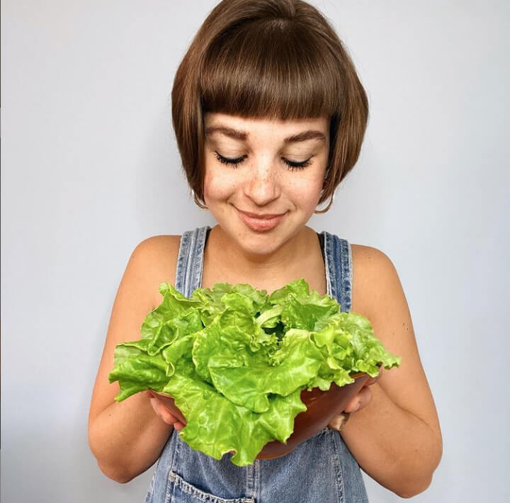 Happy Customer with lettuce